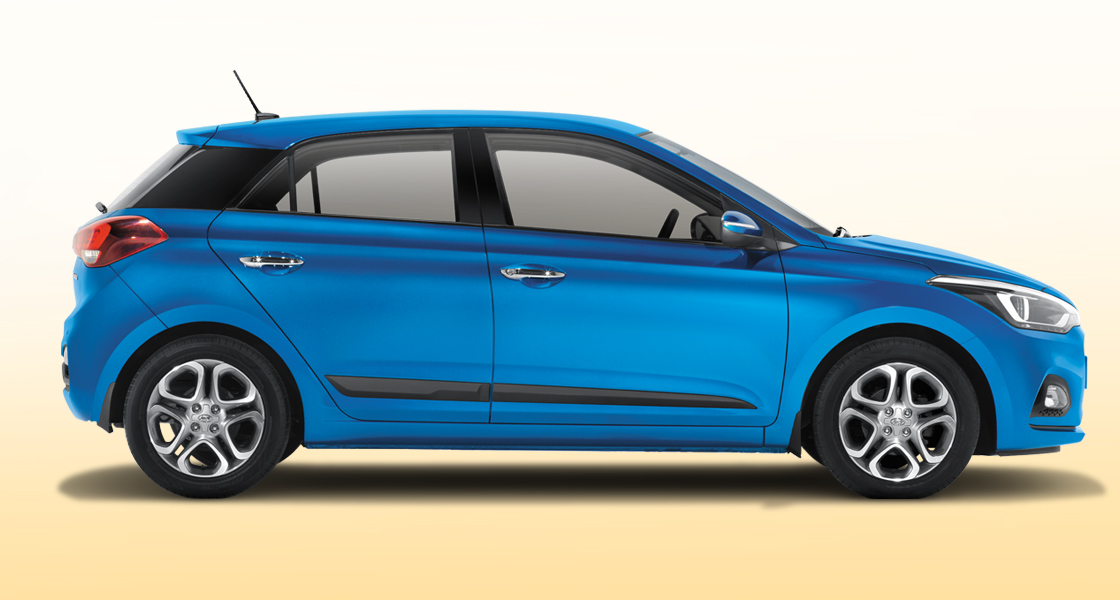 Side view of red Elite i20