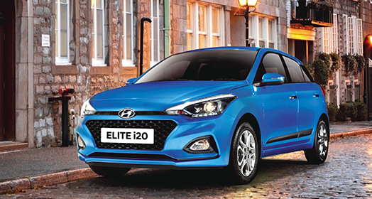 Sky view of red Elite i20 parked at the parking lot