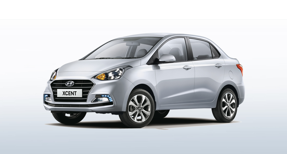 Side front view of silver Xcent