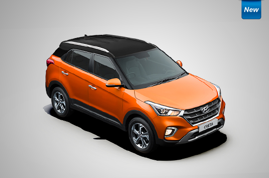 Side front view of navy Creta